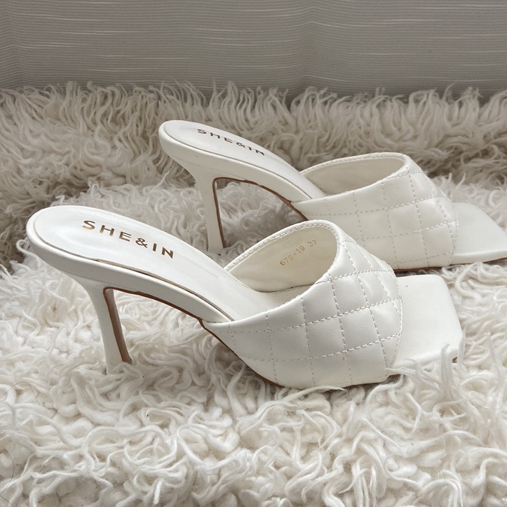 White Quilted Heels